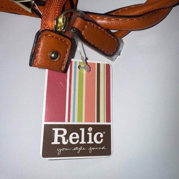 Relic Womens Twist Handle Shoulder Bag Tan Faux Leather New With Tags - Picture 9 of 13